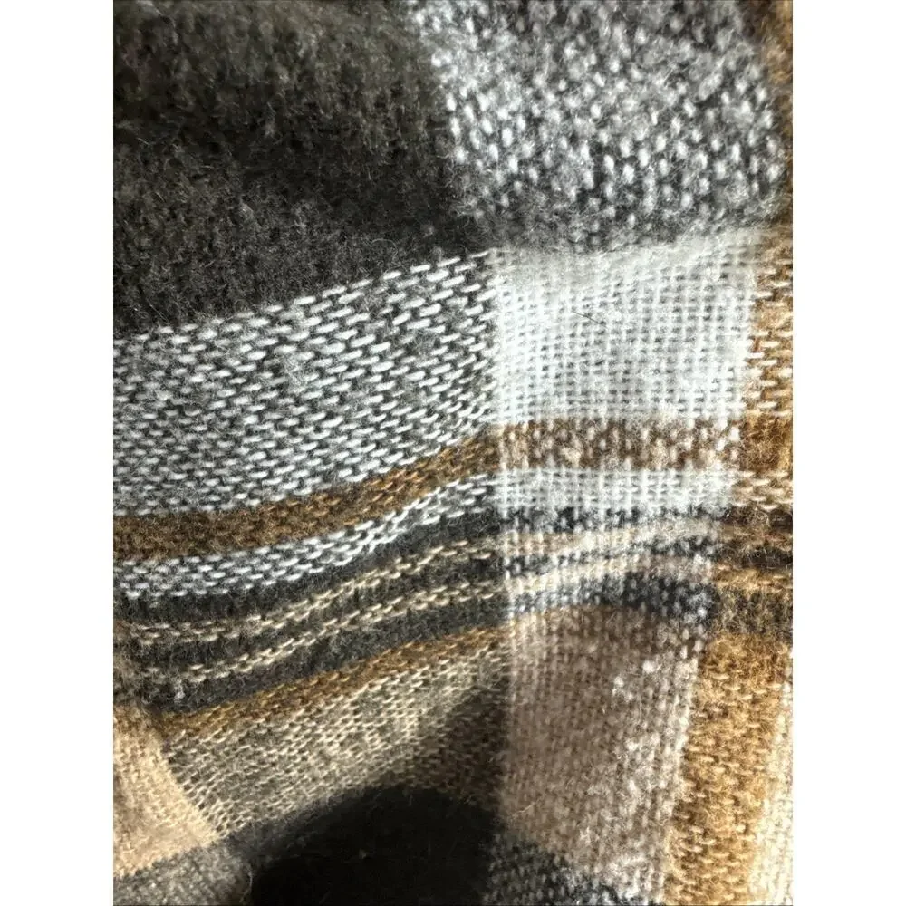 Tennessee Woolen Mills Blanket Wearable Wrap Stadium Throw Brown Plaid Snaps VTG